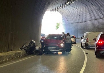 Momento del siniestro, en el interior del túnel de Monte Dorado.