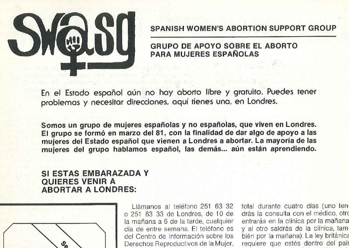 Imagen secundaria 1 - Recorte del archivo de SUR con la noticia de la apertura de la Librería de Mujeres, a principios de los ochenta; una página de una revista feminista madrileña informando del colectivo SWASG; y la portada del libro 'Nuestros cuerpos, nuestras vidas' ('Our bodies, our lives'.
