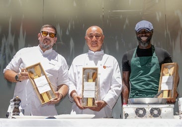 Dani García, Nobu Matsushisa e Izu Ani, este lunes, tras el showcooking.