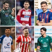 Álvaro Giménez, Weissman, Masca (arriba), Ángel, Campuzano yJauregi (abajo), algunos de los delanteros que quedan libres.