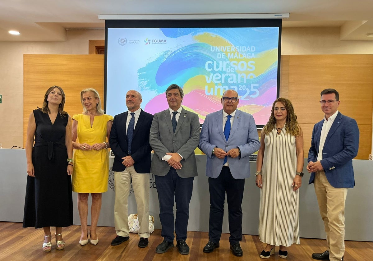 Mariano Rajoy, Margarita Robles y Javier Tebas, en los cursos de verano de la UMA