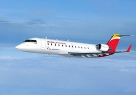 Avión de la flota de Air Nostrum, aerolínea franquiciada de Iberia.