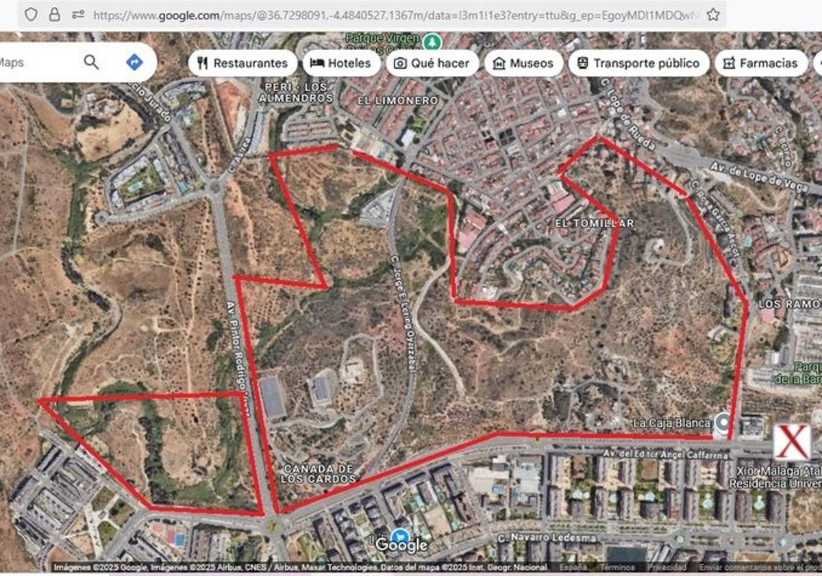 Imagen principal - El parque forestal Atabal-Soliva, el espacio verde para Málaga que piden vecinos de Puerto de la Torre y Teatinos