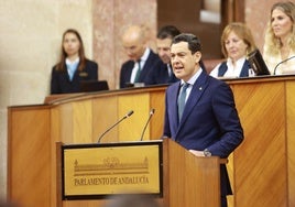 Juanma Moreno, durante su intervención.