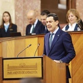 Juanma Moreno, durante su intervención.