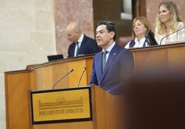 Juanma Moreno, hoy, en el debate sobre la situación de la comunidad.