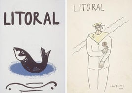 Portadas del número 1 de 'Litoral' en 1926 (izquierda) y del 3 con dibujo de García Lorca para la revista.