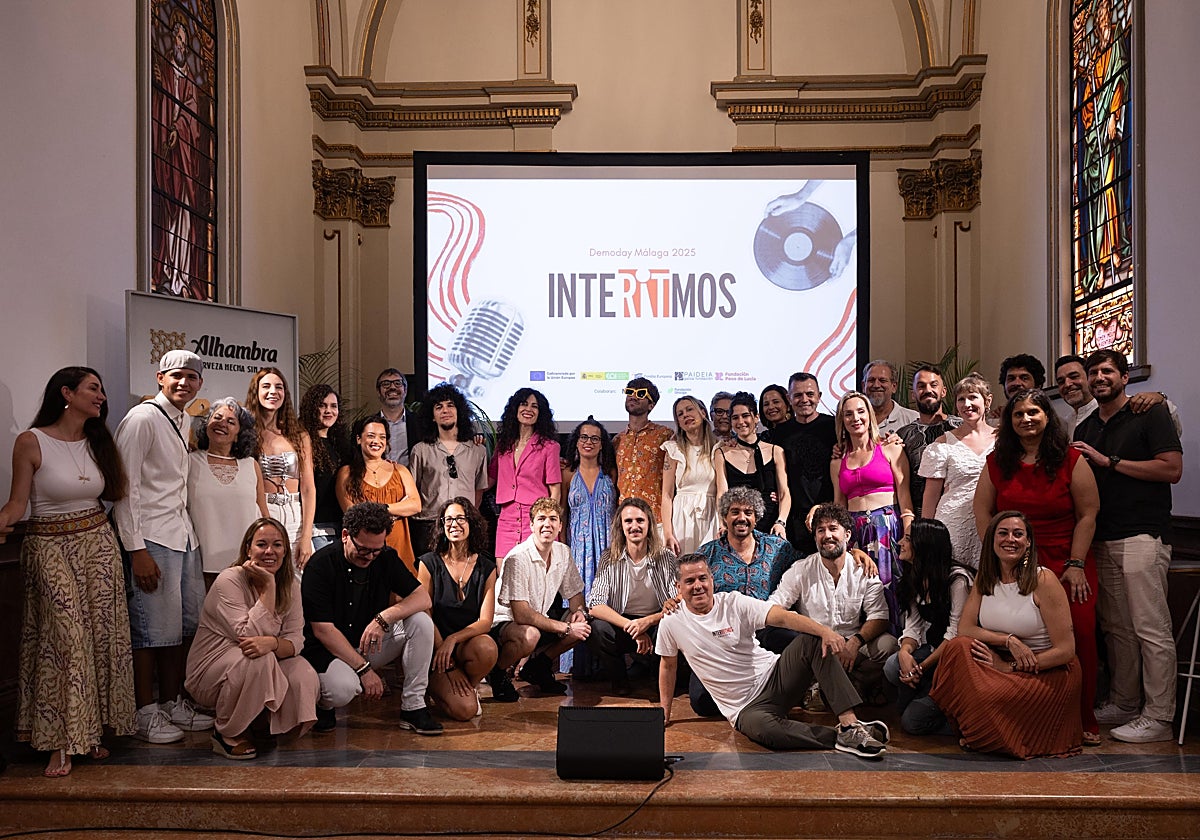 Los artistas participantes y organización de Interritmos, este viernes en el Centro Cultural de Fundación Unicaja.