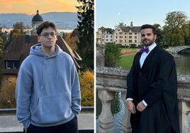 A la izquierda, Samuel María Andrés Luque; a la derecha, Rafael José Fernández-Delgado. Ambos en Alemania y Reino Unido, donde estudian el máster.