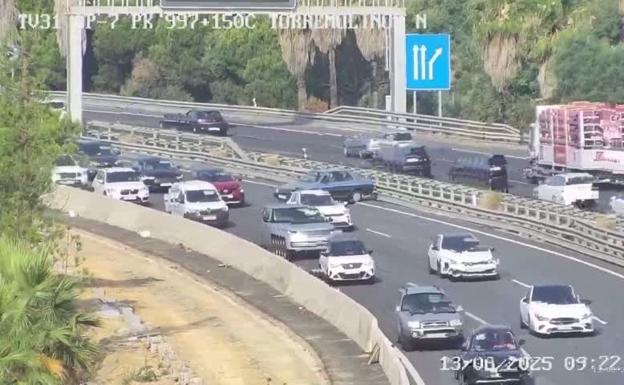 Imagen de otro accidente registrado,e ste viernes, en la AP-7, en Torremolinos