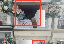 Imagen de los destrozos en las dos lápidas del camposanto canillero.