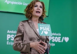 María Jesús Montero, en un acto con la militancia en la localidad sevillana de Écija.