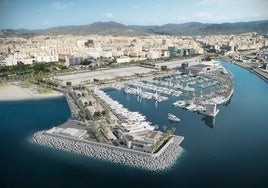 Recreación del futuro puerto deportivo de San Andrés, en la desembocadura del Guadalmedina.