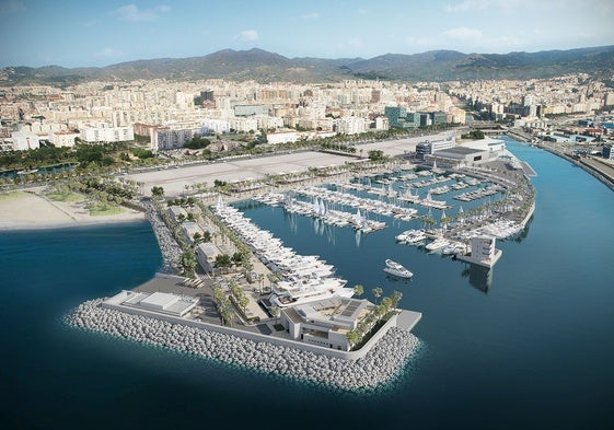 Recreación del futuro puerto deportivo de San Andrés, en la desembocadura del Guadalmedina.