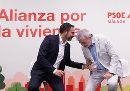 Dani Pérez y Jaume Collboni, durante el encuentro esta mañana en un hotel de la capital.