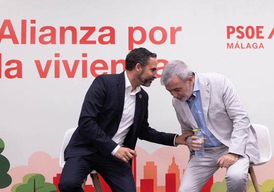 Dani Pérez y Jaume Collboni, durante el encuentro esta mañana en un hotel de la capital.