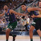 Kameron Taylor y Tyson Pérez,en un partido ante el Tenerife en la Copa.