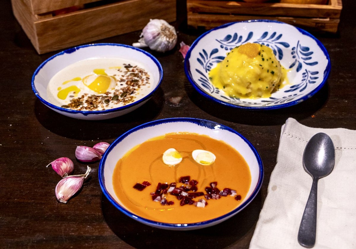 Porra, ensaladilla malagueña y ajoblanco, trío de ases malagueños.
