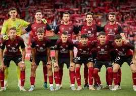 Un once inicial del Mirandés de esta temporada.