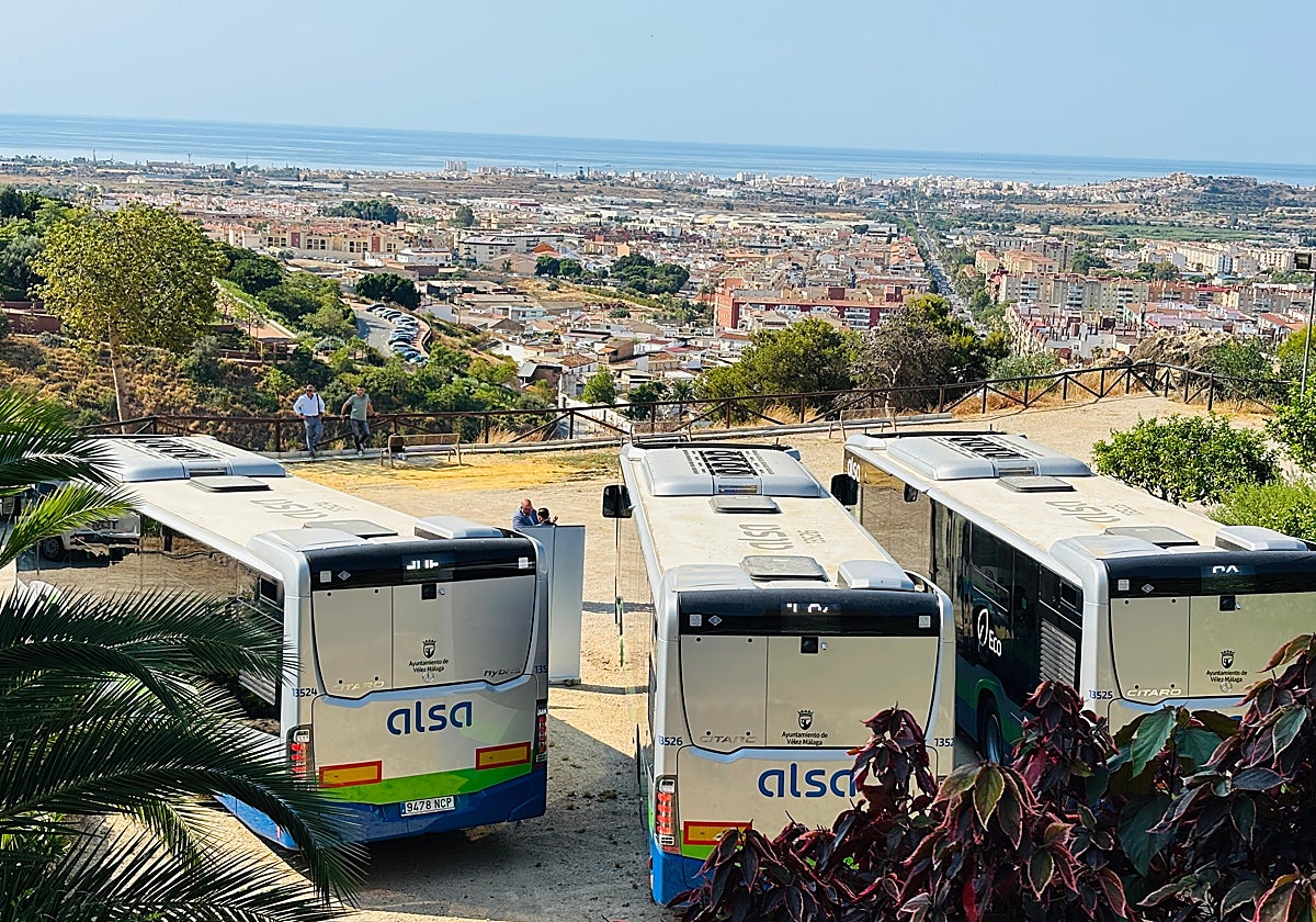 Imagen de los tres nuevos vehículos de transporte urbano de Vélez-Málaga.