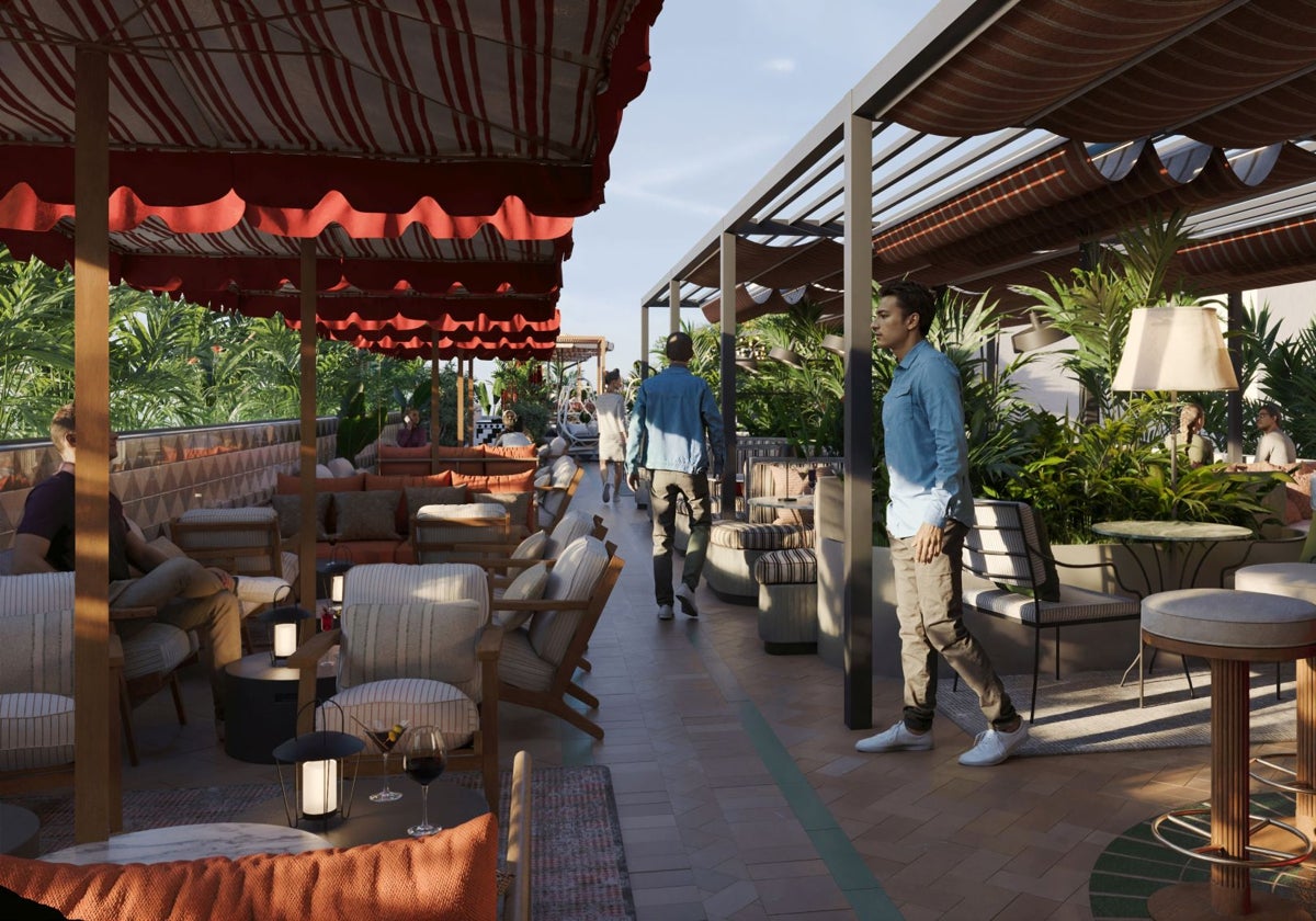 Recreación de la terraza del nuevo hotel.