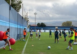 Víctor y Luismi, durante un ejercicio en la sesión del miércoles.