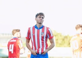 Adrián Niño celebra un tanto con el Atlético de Madrid B.