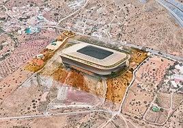 Recreación realizada por SUR de la construcción del nuevo estadio enla zona de la Junta de los Caminos.