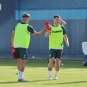 Chupete, Rafa y Joaquín, durante un ejercicio de un entrenamiento reciente.
