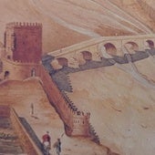 Reconstrucción ideal del puente de Santo Domingo, que se llevó la riada de 1661, por Emilio de la Cerda.