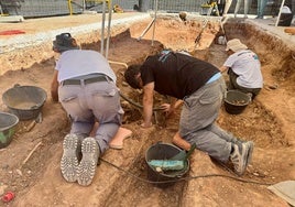 Arqueólogos trabajan en la exhumación de víctimas en la fosa común del cementerio de Campillos.