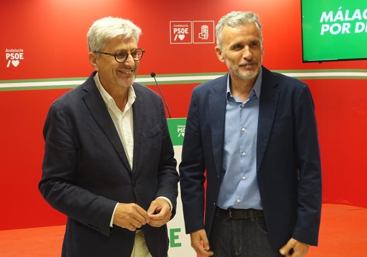 Josele Aguilar e Ignacio López, este viernes, en la sede provincial socialista.