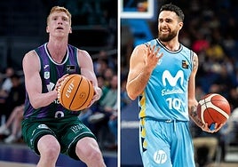 Alberto Díaz, como jugador del Unicaja; y Francis Alonso, ahora jugador del Breogán, cuando militaba en el Estudiantes.