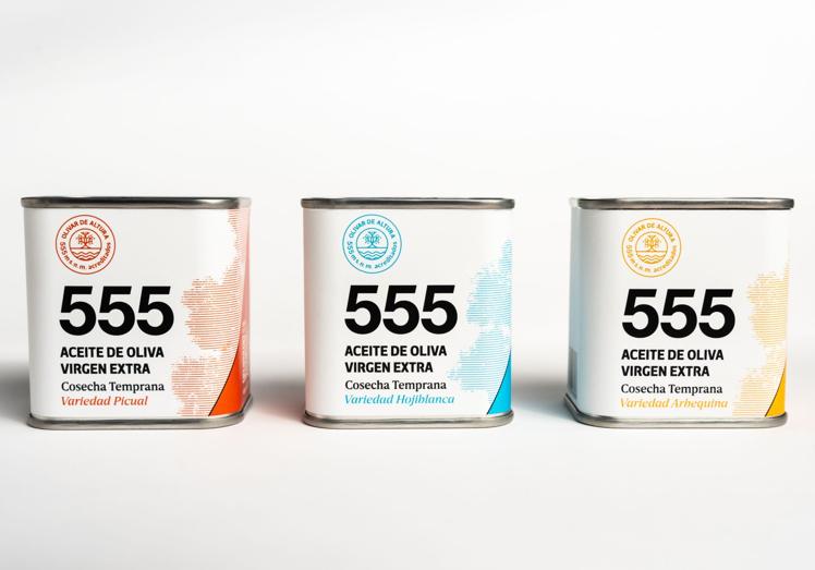 Las latas de 100 ml. de las tres variedades de AOVE 555.