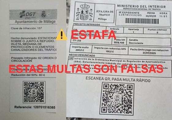 Imágenes de las multas facilitadas por la Policía Local