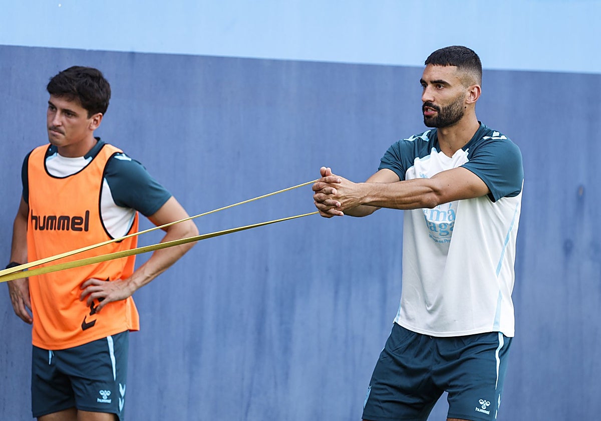 Galilea, en un entrenamiento esta semana en La Rosaleda.