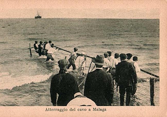 Amarre del cable en la playa de La Misericordia.