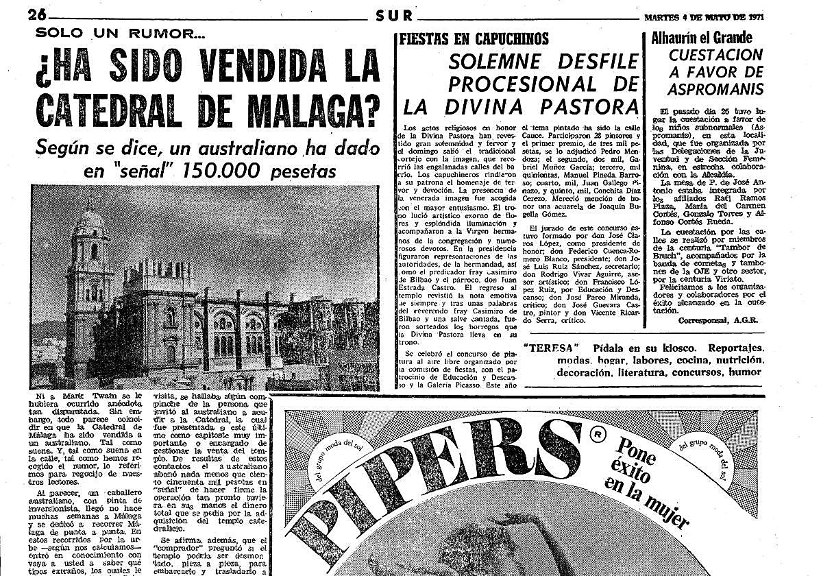 De cómo un pimpi vendió la catedral de Málaga a un guiri por ciento cincuenta mil pesetas