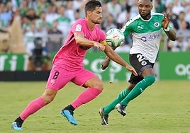 Adrián, autor del gol, en el partido del Málaga en Santander de la primera jornada liguera, saldada con un 0-1 marcado en el minuto 85.