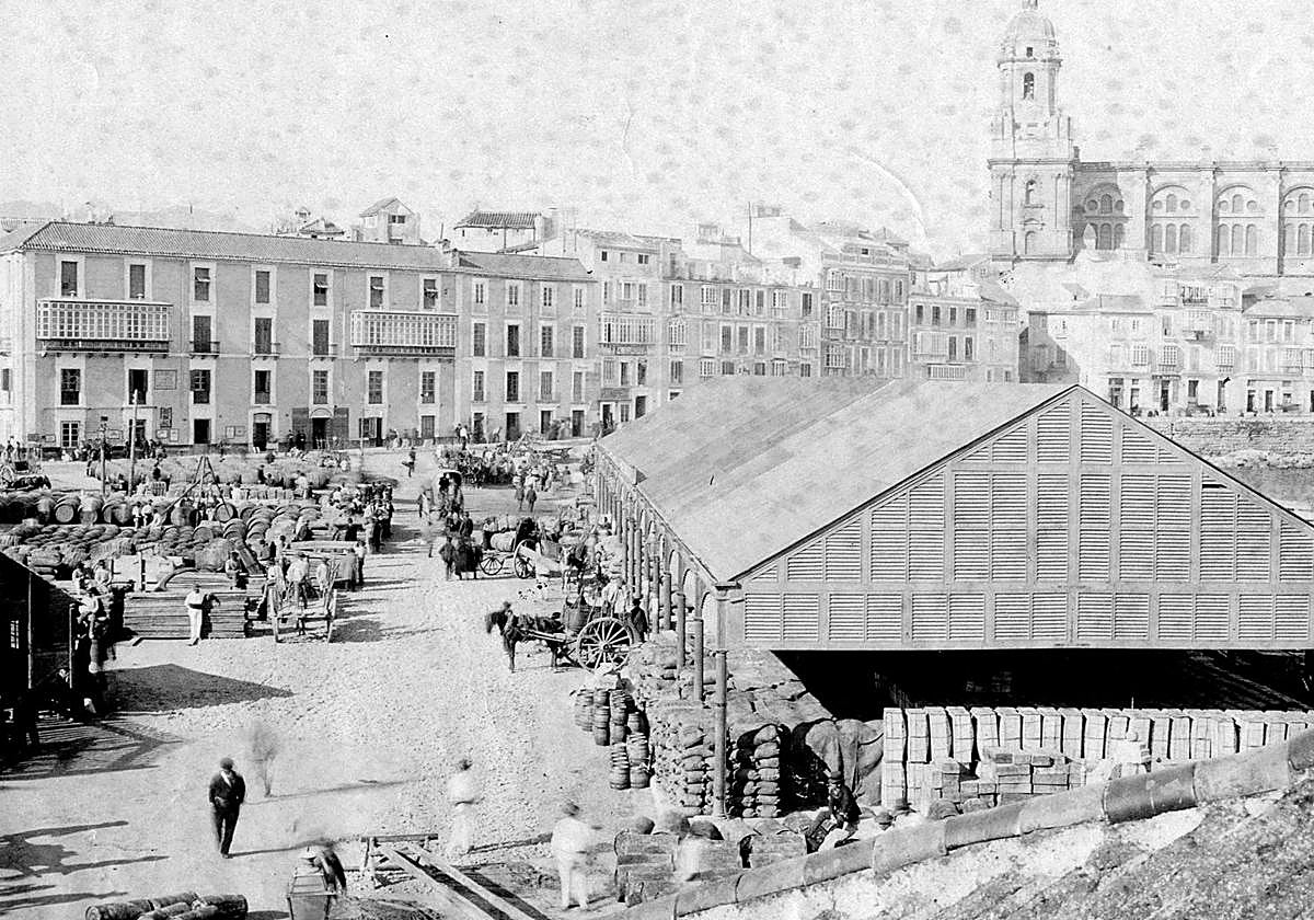 Actividad en torno al tinglado hacia 1890.