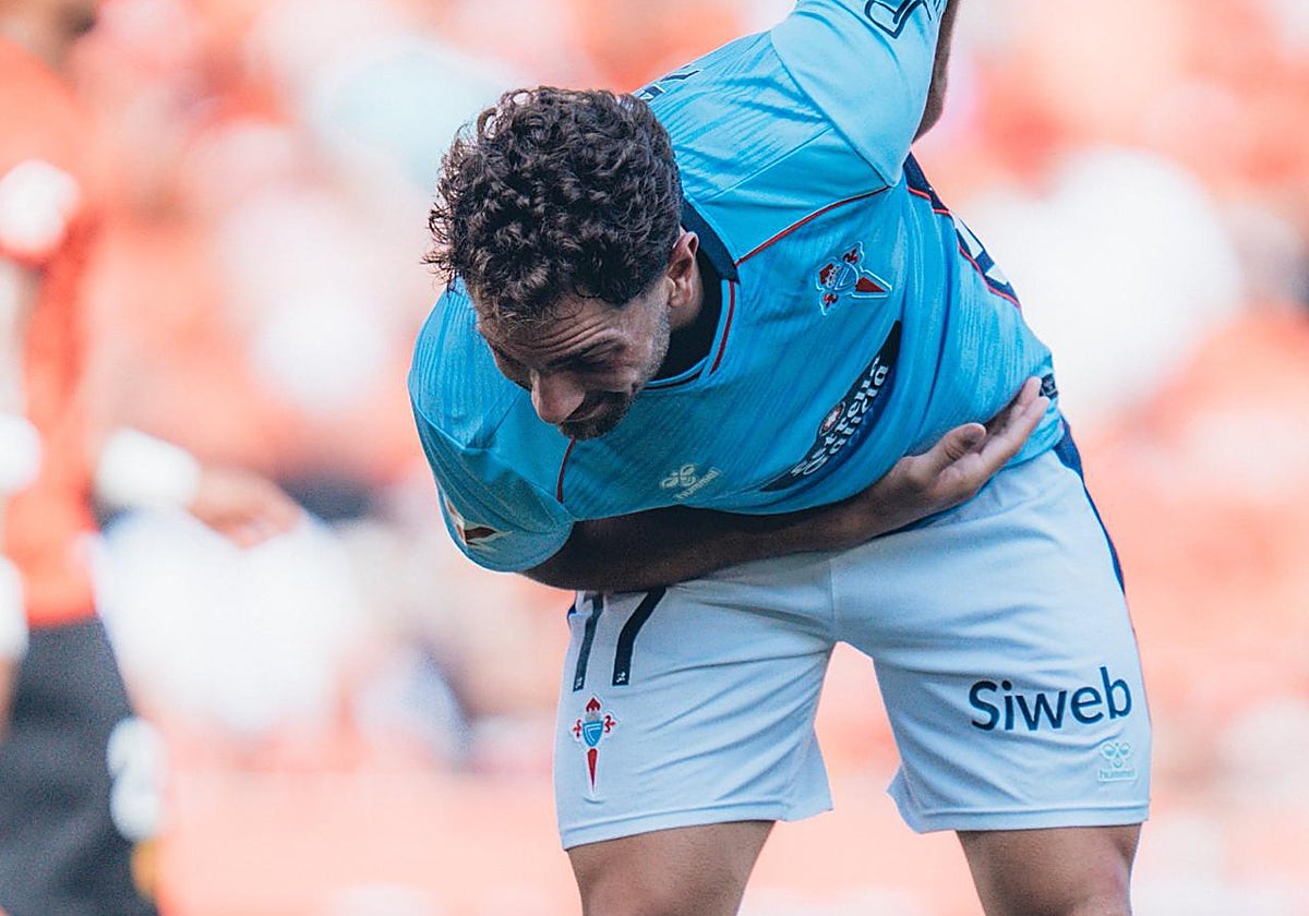 Javi Rueda celebra su gol frente al Mallorca.