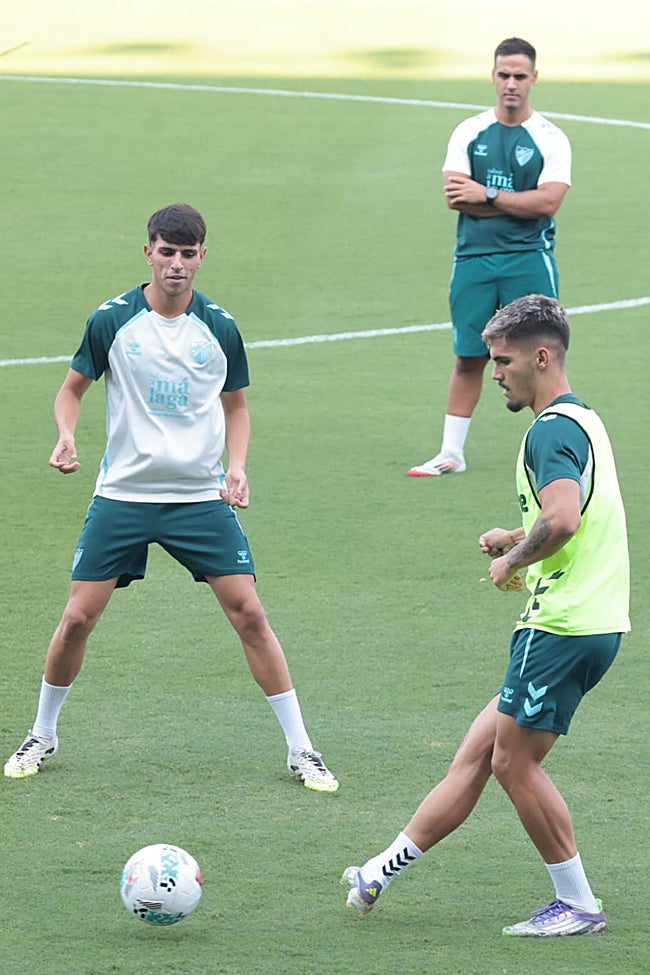 Izan Merino y Chupete, en un entrenamiento esta semana.