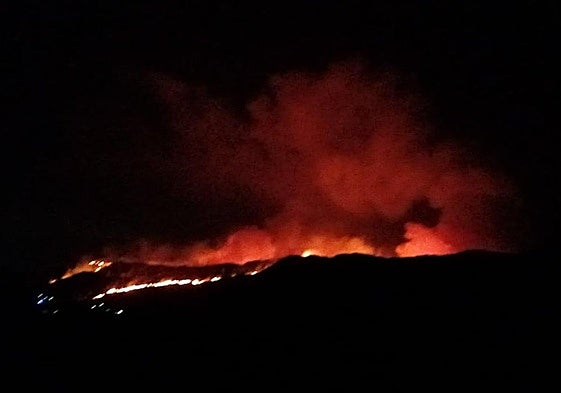 Imagen de la llamas del incendio forestal declarado en el Paraje de las Cubillas en Lubrín.