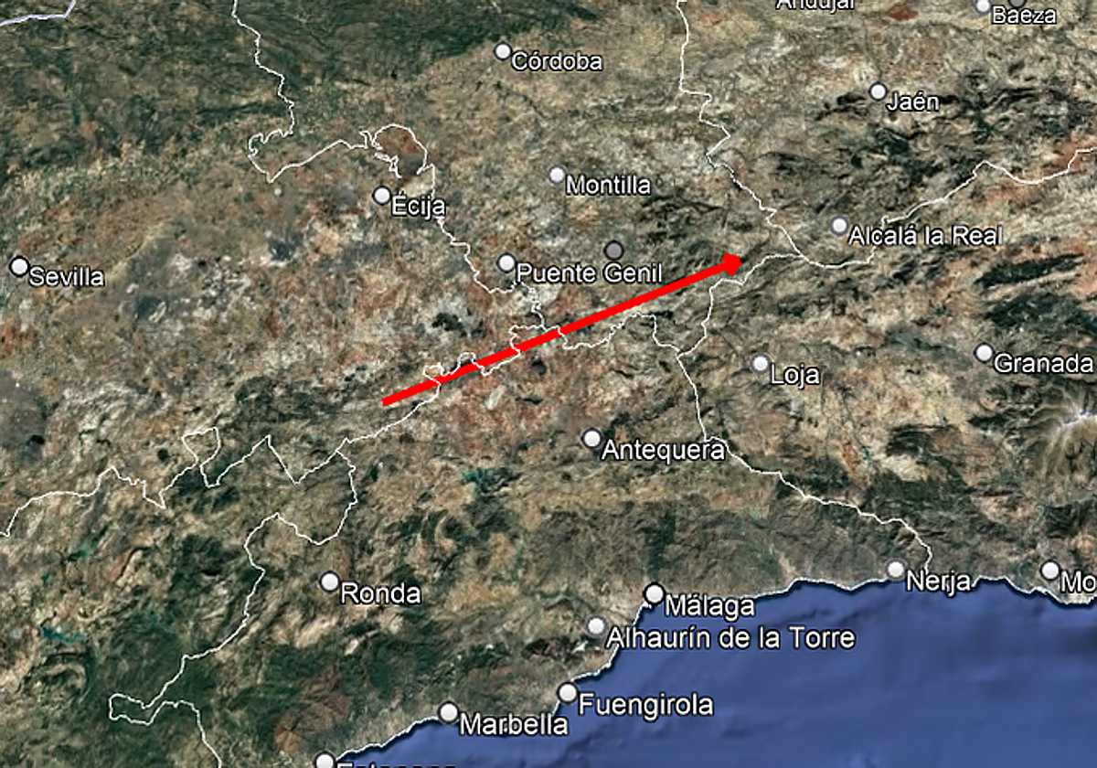 La imagen muestra la trayectoria del bólido.