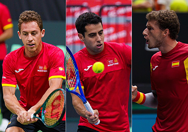Roberto Carballés, Jaume Munar y Pablo Carreño, las tres novedades en el equipo español, que se suman a Pedro Martínez y Marcel Granollers, ya anunciados, mientras Carlos Alcaraz y Alejandro Davidovich son baja.