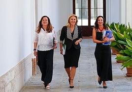 Rocío Díaz, a la derecha, junto a las consejeras Carmen Castillo y Carolina España.