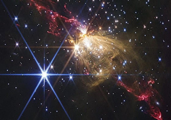 El JWST capturó recientemente una imagen de un chorro estelar de gran tamaño en las afueras de la Vía Láctea