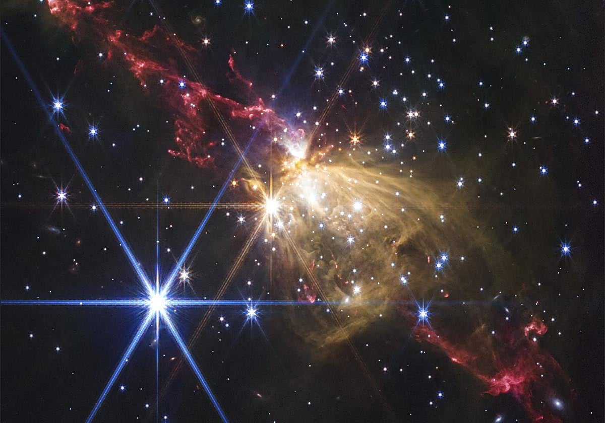 El JWST capturó recientemente una imagen de un chorro estelar de gran tamaño en las afueras de la Vía Láctea