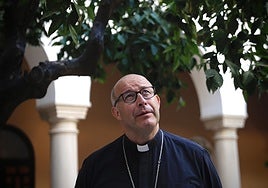 Imagen de José Antonio Satué, nuevo obispo de Málaga, que ha tenido hoy un encuentro con los medios en el Obispado.