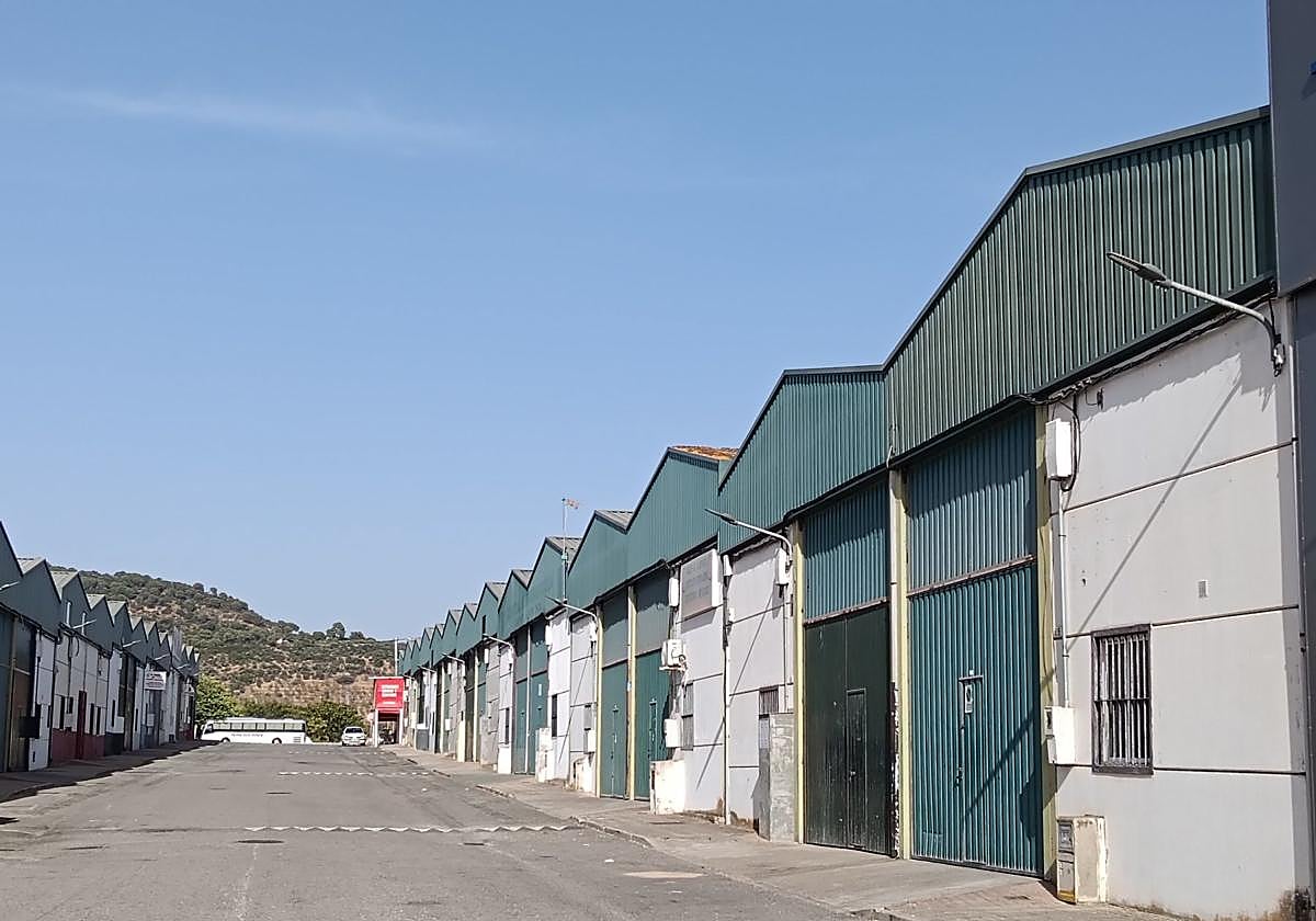 Calle de un polígono industrial en la localidad sevillana de El Pedroso.